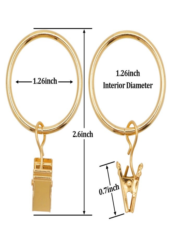 Datttcc 40 Pack Metal Curtain Rings with Clips, Drapery Clips with Rings, Curtain Hangers Clips, Drapes Rings 1.26 inch Interior Diameter, Golden - Image 2